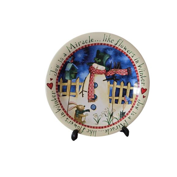 Vintage Whimsical Wonderland Christmas Plate with Stand 8.5" Dia - Picture 2 of 4
